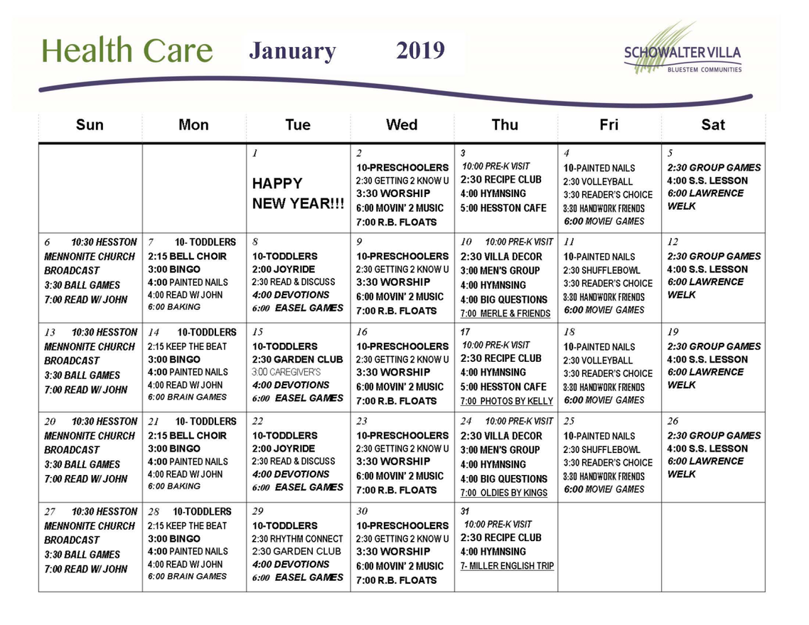 Schowalter Villa Senior Living Community Assisted Living, Nursing